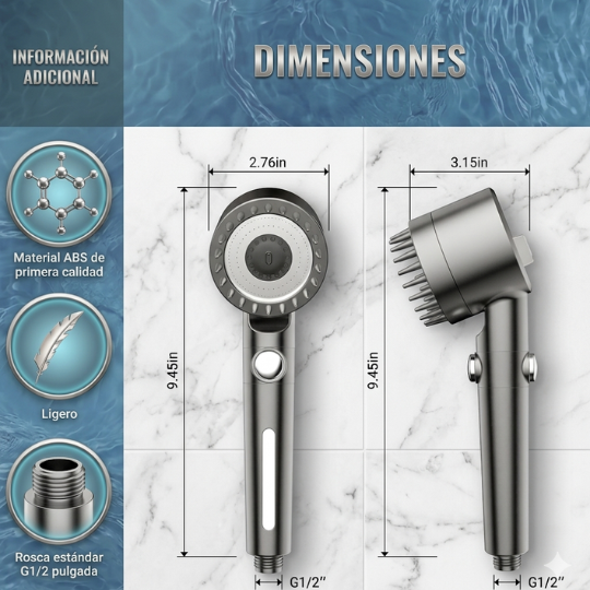 SPAWASH™ Regadera Masejadora 3 en 1 🚿 | 70% DE DESCUENTO🚨