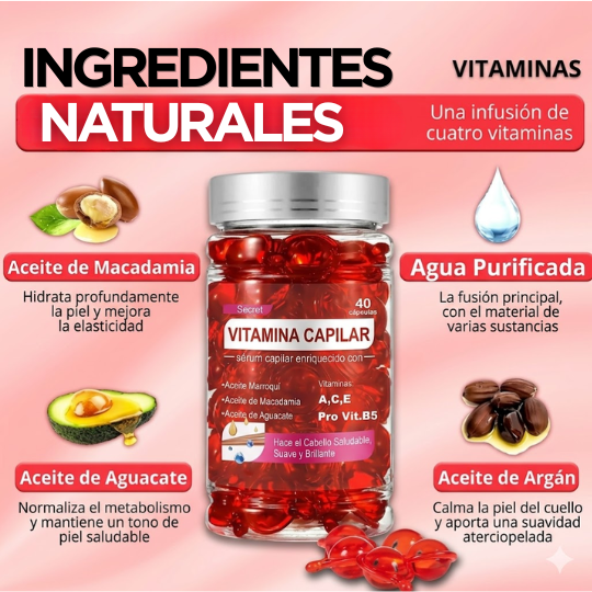 HAIR VITAMIN - Capsulas liquidas para crecer y nutrir tu cabello ¡50% de DESCUENTO!