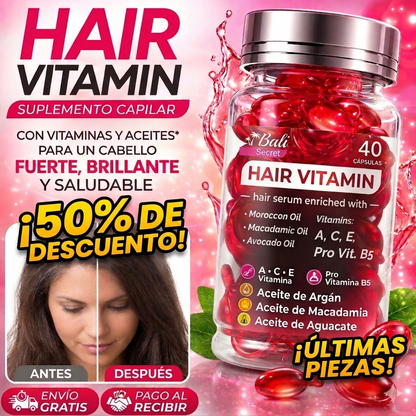 HAIR VITAMIN - Capsulas liquidas para crecer y nutrir tu cabello ¡50% de DESCUENTO!
