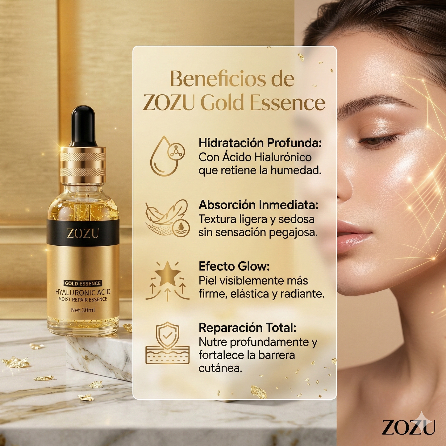 ZOZU Gold 24k Colageno - Serum Hidratante