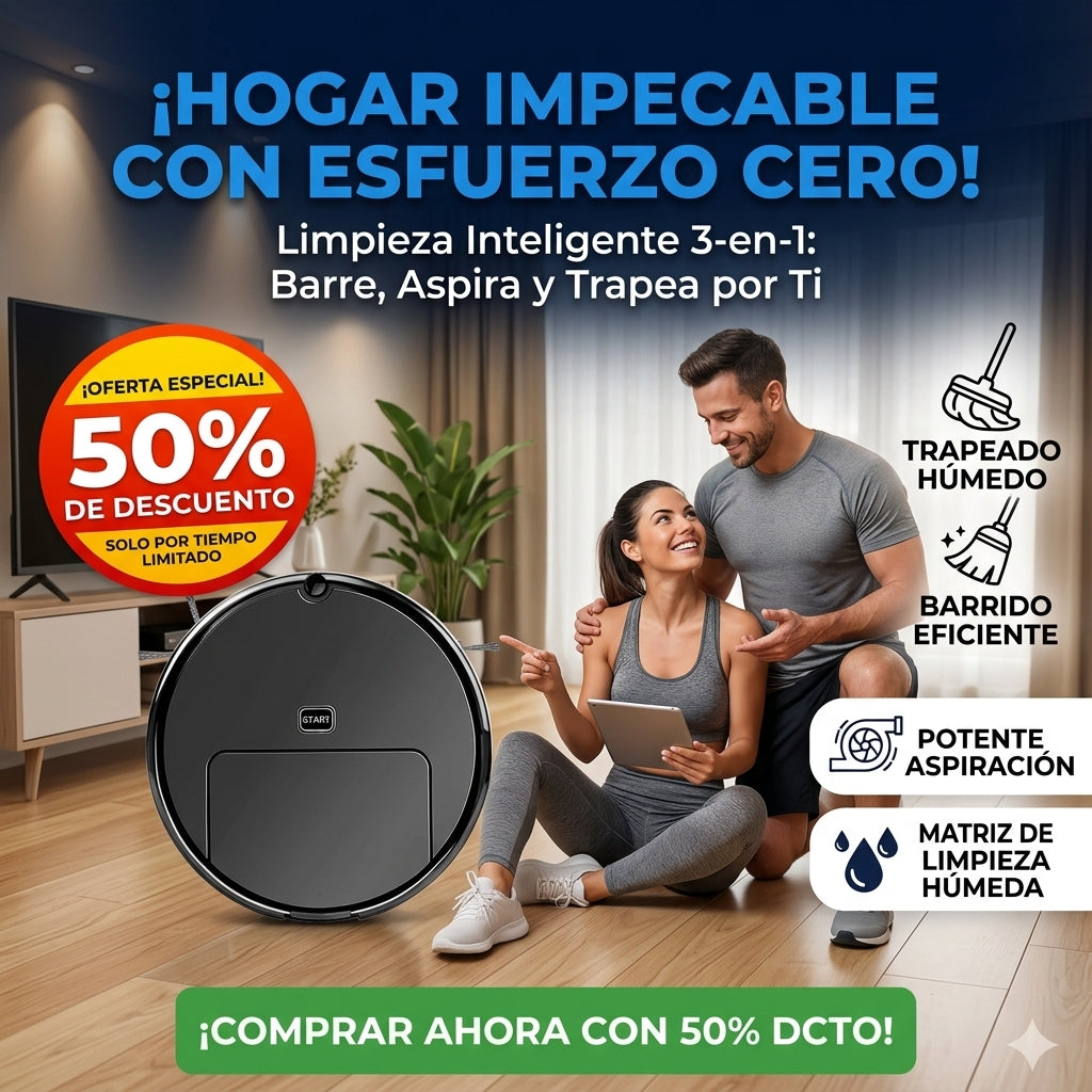 Robo Aspiradora™ ┃3 en 1 - Aspira, Limpia y Barre